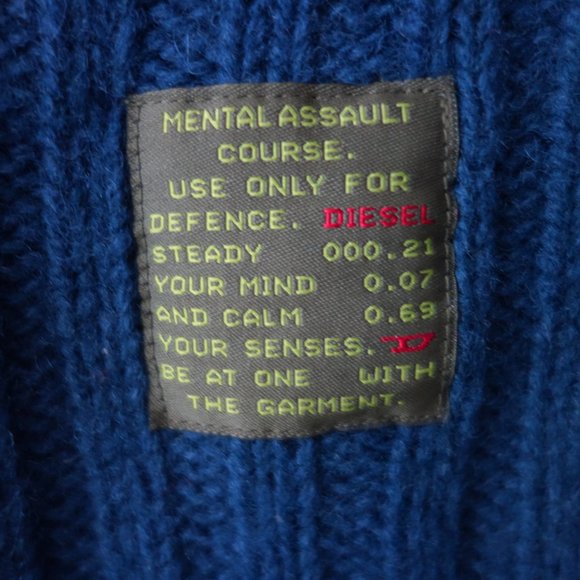 Diesel Metal Assault Course Blue 100% Wool Sweater Size S - Picture 2 of 10